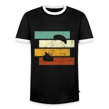 Kite Surf Rétro - T-shirt contrasté Homme - noir/blanc - Devant - AI Model Female 172 light (172cm) & AI Model Male 178 light (178cm)