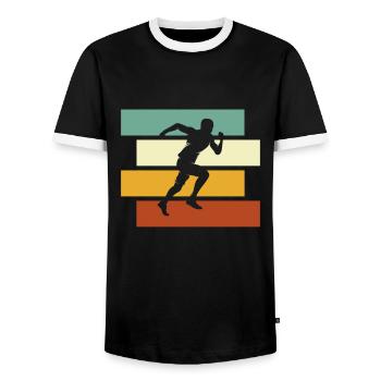 Jogging Rétro - T-shirt contrasté Homme - noir/blanc - Devant - AI Model Female 172 light (172cm) & AI Model Male 178 light (178cm)