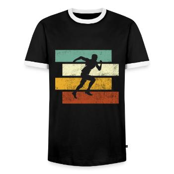 Jogging Rétro - T-shirt contrasté Homme - noir/blanc - Devant - AI Model Female 172 light (172cm) & AI Model Male 178 light (178cm)