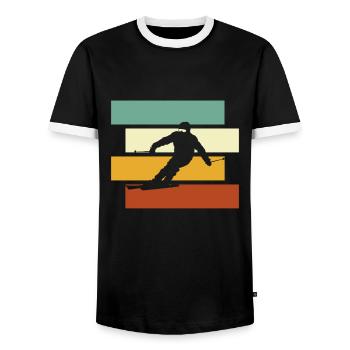 Ski Retro - Männer Kontrast-T-Shirt - Schwarz/Weiß - Vorne - AI Model Female 172 light (172cm) & AI Model Male 178 light (178cm)