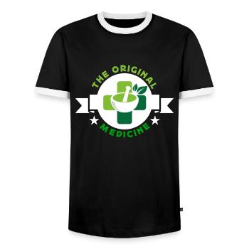 Herbalism The Original Medicine Herbal Herbalist - Men's Ringer Shirt - black/white - Front - AI Model Female 172 light (172cm) & AI Model Male 178 light (178cm)