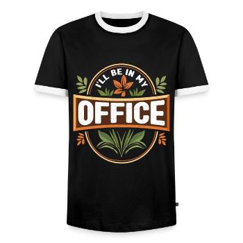 Herboristerie Je serai dans mon bureau Herboriste à base de plantes - T-shirt contrasté Homme - noir/blanc - Devant - AI Model Female 172 light (172cm) & AI Model Male 178 light (178cm)