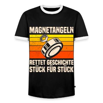 Magnetangler Rettet Geschichte Magnetfischen - Männer Kontrast-T-Shirt - Schwarz/Weiß - Vorne - AI Model Female 172 light (172cm) & AI Model Male 178 light (178cm)
