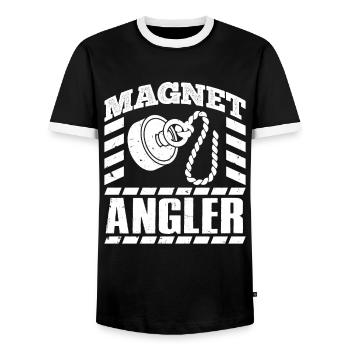 Magnetangler Magnetfischer Schatz Magnetangeln - Männer Kontrast-T-Shirt - Schwarz/Weiß - Vorne - AI Model Female 172 light (172cm) & AI Model Male 178 light (178cm)