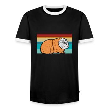 Amoureux du cochon d’Inde Propriétaire du cochon d’Inde - T-shirt contrasté Homme - noir/blanc - Devant - AI Model Female 172 light (172cm) & AI Model Male 178 light (178cm)