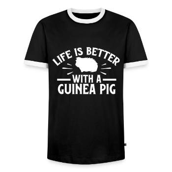 Amoureux du cochon d’Inde Propriétaire du cochon d’Inde - T-shirt contrasté Homme - noir/blanc - Devant - AI Model Female 172 light (172cm) & AI Model Male 178 light (178cm)
