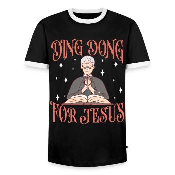 Missionnaire mormon SDJ - T-shirt contrasté Homme - noir/blanc - Devant - AI Model Female 172 light (172cm) & AI Model Male 178 light (178cm)