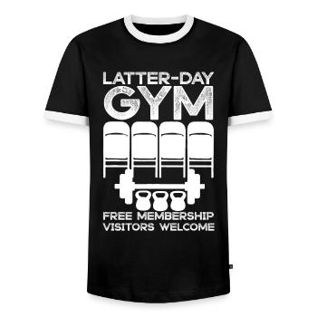 Missionnaire mormon SDJ - T-shirt contrasté Homme - noir/blanc - Devant - AI Model Female 172 light (172cm) & AI Model Male 178 light (178cm)