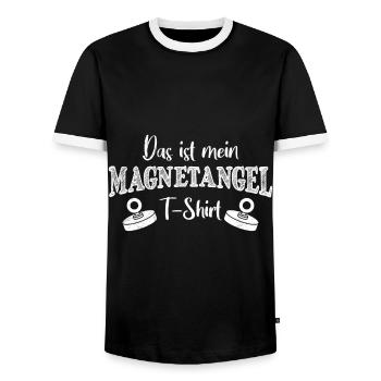 Magnetangler Das ist mein Magnetangel Shirt - Männer Kontrast-T-Shirt - Schwarz/Weiß - Vorne - AI Model Female 172 light (172cm) & AI Model Male 178 light (178cm)