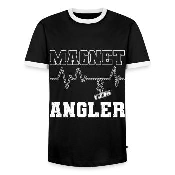 Magnetfischer Magnetangler Schatzjäger - Männer Kontrast-T-Shirt - Schwarz/Weiß - Vorne - AI Model Female 172 light (172cm) & AI Model Male 178 light (178cm)