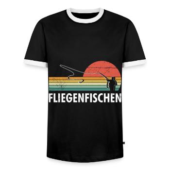Fliegenfischen Fischjagd Fliegenangler Angeln - Männer Kontrast-T-Shirt - Schwarz/Weiß - Vorne - AI Model Female 172 light (172cm) & AI Model Male 178 light (178cm)