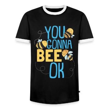 Kids Bee Costume Honey Bumblebee - Men's Ringer Shirt - black/white - Front - AI Model Female 172 light (172cm) & AI Model Male 178 light (178cm)