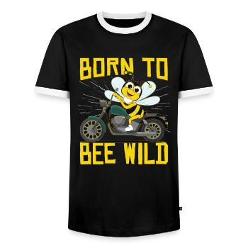 Born To Bee Wild Motorbike Biker - Men's Ringer Shirt - black/white - Front - AI Model Female 172 light (172cm) & AI Model Male 178 light (178cm)