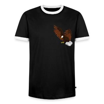 Eagle - Men's Ringer Shirt - black/white - Front - AI Model Female 172 light (172cm) & AI Model Male 178 light (178cm)