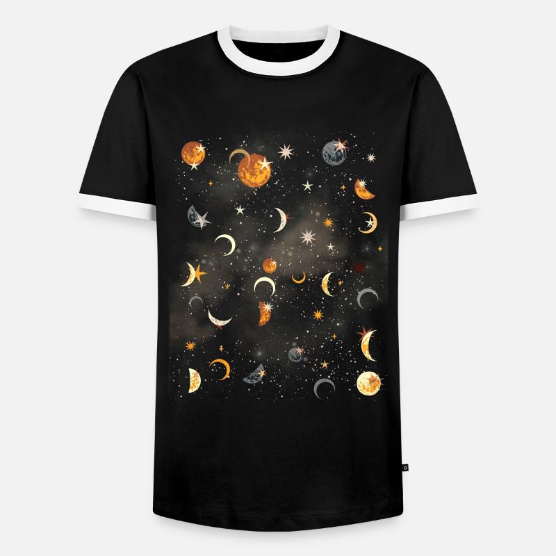 Celestial Aesthetics Moon Star Pattern - Men's Ringer Shirt - black/white