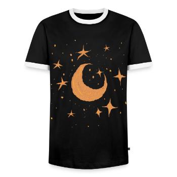 Celestial Witchy Vintage Halbmond Sterne - Männer Kontrast-T-Shirt - Schwarz/Weiß - Vorne - AI Model Female 172 light (172cm) & AI Model Male 178 light (178cm)