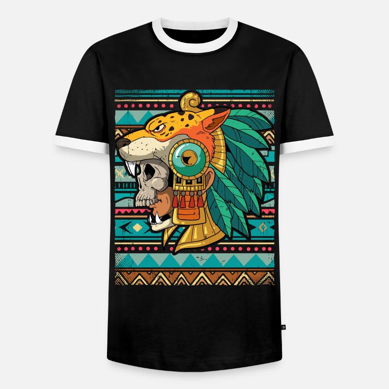 Mexican Aztec warrior Aztecs - Men's Ringer Shirt - black/white