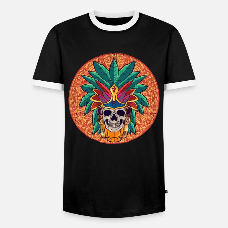 Mexican Aztec warrior Aztecs - Men's Ringer Shirt - black/white