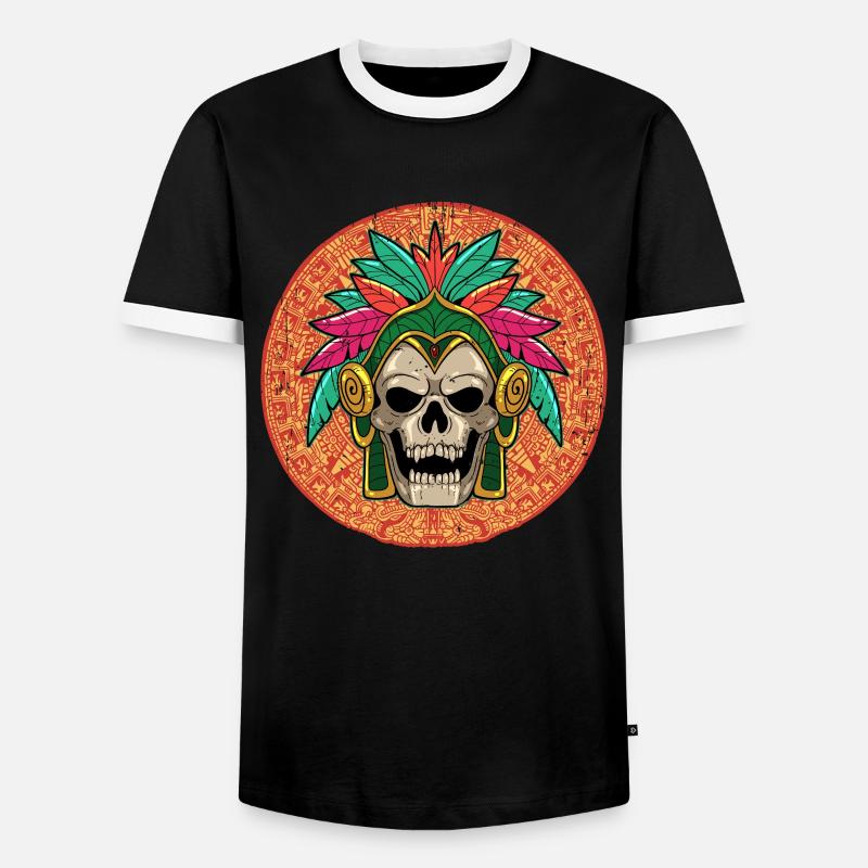Mexican Aztec warrior Aztecs - Men's Ringer Shirt - black/white