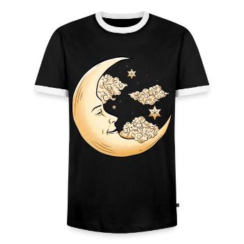 Hippie-Ästhetik Himmlischer Halbmond Bohemian - Männer Kontrast-T-Shirt - Schwarz/Weiß - Vorne - AI Model Female 172 light (172cm) & AI Model Male 178 light (178cm)