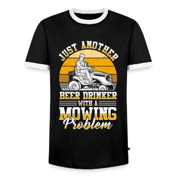 Lawn mowing, lawn mowers, gardeners, gardening - Men's Ringer Shirt - black/white - Front - AI Model Female 172 light (172cm) & AI Model Male 178 light (178cm)