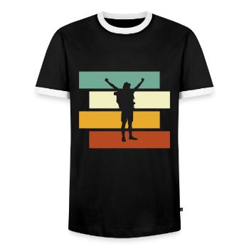 Wandern Retro - Männer Kontrast-T-Shirt - Schwarz/Weiß - Vorne - AI Model Female 172 light (172cm) & AI Model Male 178 light (178cm)