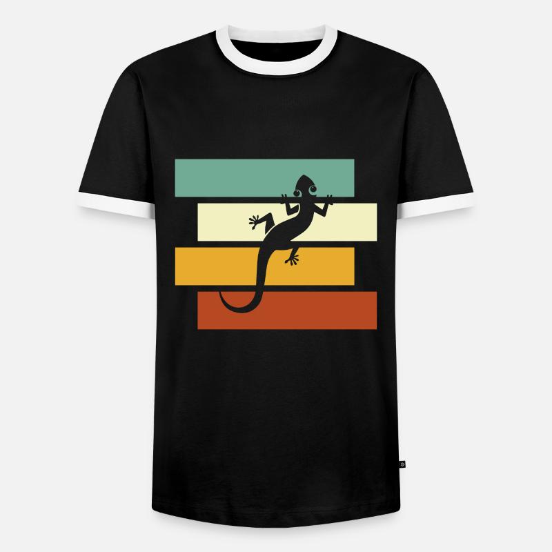 Eidechse Retro - Männer Kontrast-T-Shirt - Schwarz/Weiß
