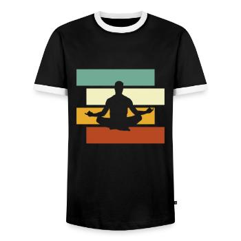 Yoga Retro - Männer Kontrast-T-Shirt - Schwarz/Weiß - Vorne - AI Model Female 172 light (172cm) & AI Model Male 178 light (178cm)