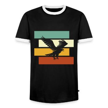 Adler Retro - Männer Kontrast-T-Shirt - Schwarz/Weiß - Vorne - AI Model Female 172 light (172cm) & AI Model Male 178 light (178cm)