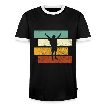 Wandern Retro - Männer Kontrast-T-Shirt - Schwarz/Weiß - Vorne - AI Model Female 172 light (172cm) & AI Model Male 178 light (178cm)