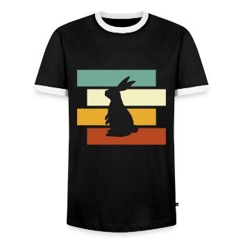 Hase Retro - Männer Kontrast-T-Shirt - Schwarz/Weiß - Vorne - AI Model Female 172 light (172cm) & AI Model Male 178 light (178cm)