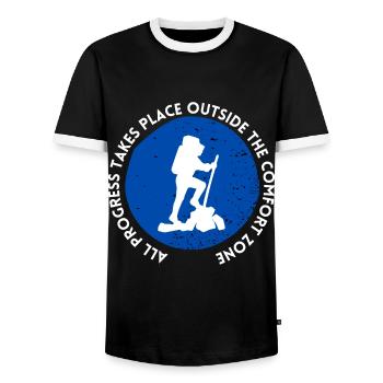 Hiking progress outside the comfort zone - Men's Ringer Shirt - black/white - Front - AI Model Female 172 light (172cm) & AI Model Male 178 light (178cm)