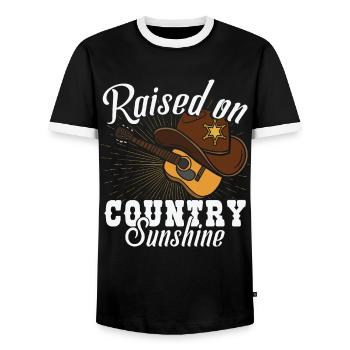 Raised On Country Sunshine - Men's Ringer Shirt - black/white - Front - AI Model Female 172 light (172cm) & AI Model Male 178 light (178cm)