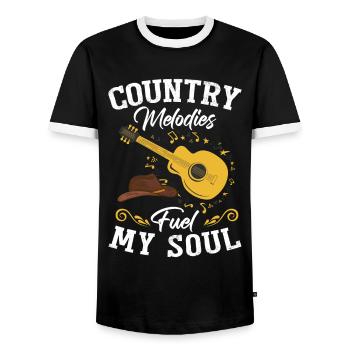 Country-Melodien befeuern meine Seele - Männer Kontrast-T-Shirt - Schwarz/Weiß - Vorne - AI Model Female 172 light (172cm) & AI Model Male 178 light (178cm)