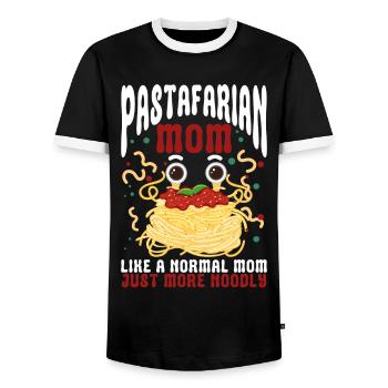Flying Spaghetti Monster FSM - Men's Ringer Shirt - black/white - Front - AI Model Female 172 light (172cm) & AI Model Male 178 light (178cm)