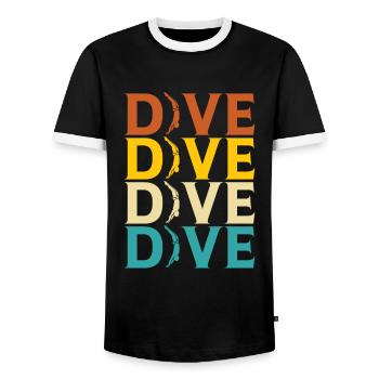 Diving Divers - Men's Ringer Shirt - black/white - Front - AI Model Female 172 light (172cm) & AI Model Male 178 light (178cm)