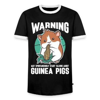 Guinea Pig Gift Pet Guinea Pig - Men's Ringer Shirt - black/white - Front - AI Model Female 172 light (172cm) & AI Model Male 178 light (178cm)