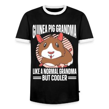 Guinea Pig Gift Pet Guinea Pig - Men's Ringer Shirt - black/white - Front - AI Model Female 172 light (172cm) & AI Model Male 178 light (178cm)