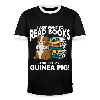 Guinea Pig Gift Pet Guinea Pig - Men's Ringer Shirt - black/white - Front - AI Model Female 172 light (172cm) & AI Model Male 178 light (178cm)