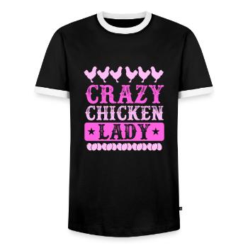Amateur de poulet Éleveur de poulet - T-shirt contrasté Homme - noir/blanc - Devant - AI Model Female 172 light (172cm) & AI Model Male 178 light (178cm)