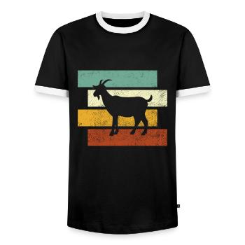 Goat Retro - Men's Ringer Shirt - black/white - Front - AI Model Female 172 light (172cm) & AI Model Male 178 light (178cm)