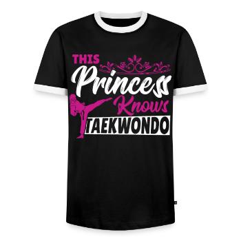 Diese Prinzessin kennt Taekwondo Kampfsportarten - Männer Kontrast-T-Shirt - Schwarz/Weiß - Vorne - AI Model Female 172 light (172cm) & AI Model Male 178 light (178cm)