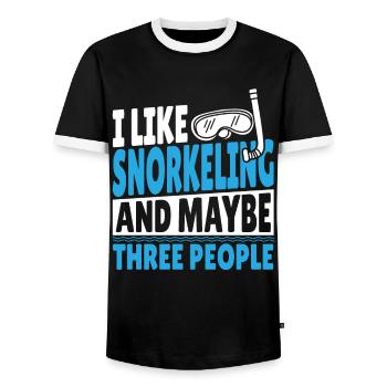 Ich mag Schnorcheln und vielleicht 3 Leute - Männer Kontrast-T-Shirt - Schwarz/Weiß - Vorne - AI Model Female 172 light (172cm) & AI Model Male 178 light (178cm)