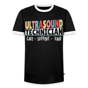Ultraschalltechniker Pflege Unterstützung Kind - Männer Kontrast-T-Shirt - Schwarz/Weiß - Vorne - AI Model Female 172 light (172cm) & AI Model Male 178 light (178cm)