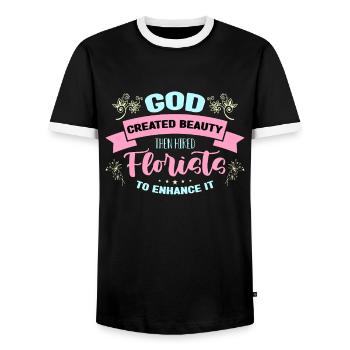 Fleuriste Dieu a créé la beauté puis les fleuristes botaniques - T-shirt contrasté Homme - noir/blanc - Devant - AI Model Female 172 light (172cm) & AI Model Male 178 light (178cm)