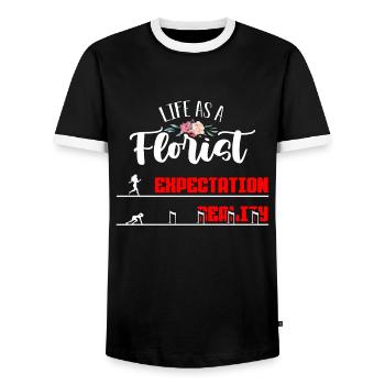 Florist Life As A Florist Bouquet Floral Designer - Men's Ringer Shirt - black/white - Front - AI Model Female 172 light (172cm) & AI Model Male 178 light (178cm)