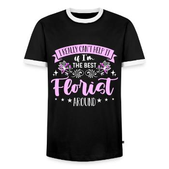 Florist I Really Can't Help Horticulture Florists - Men's Ringer Shirt - black/white - Front - AI Model Female 172 light (172cm) & AI Model Male 178 light (178cm)
