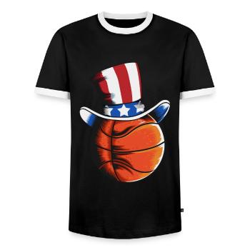 Drôle de joueur de basket-ball américain - T-shirt contrasté Homme - noir/blanc - Devant - AI Model Female 172 light (172cm) & AI Model Male 178 light (178cm)