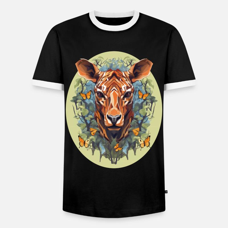 Polygon Art Deer Boho - Men's Ringer Shirt - black/white