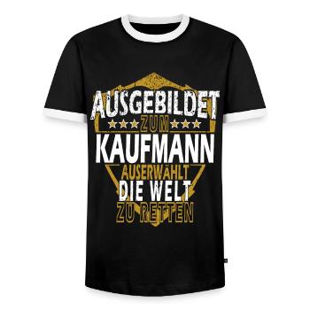 Einzelhandel Kaufmann Kauffrau lustige Verkäufer - Männer Kontrast-T-Shirt - Schwarz/Weiß - Vorne - AI Model Female 172 light (172cm) & AI Model Male 178 light (178cm)